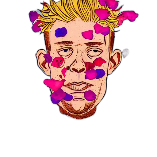 face, mask, flower, cartoon, vaporwave, pixel art, watercolor, pastel transparent PNG cut-out