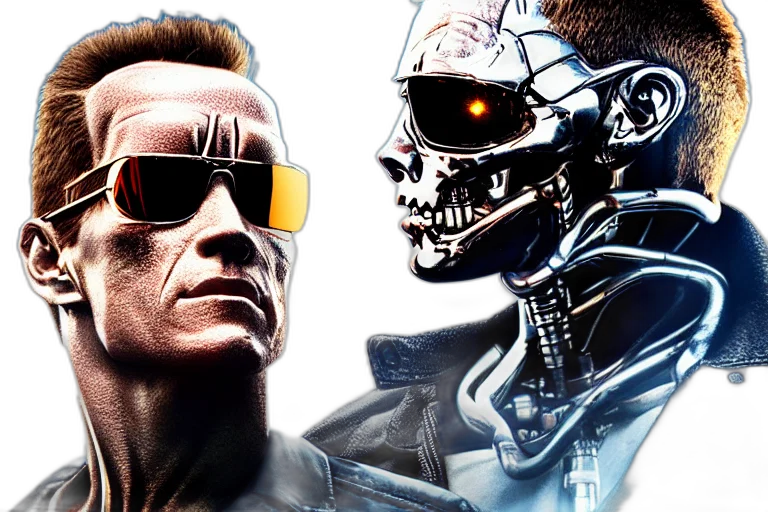 robot, cyberpunk, concept art, terminator, chrome, reflect, ultra, realistic transparent PNG cut-out
