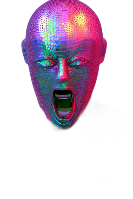 mask, face, creature, robot, 3d render, vaporwave, photorealistic, concept art transparent PNG cut-out