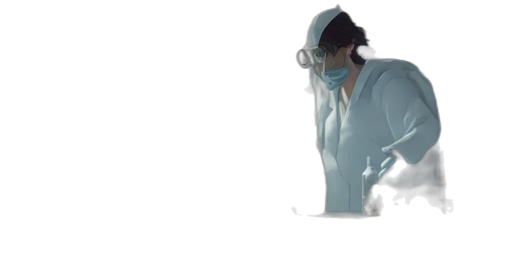 robot, jacket, staff, mask transparent PNG cut-out