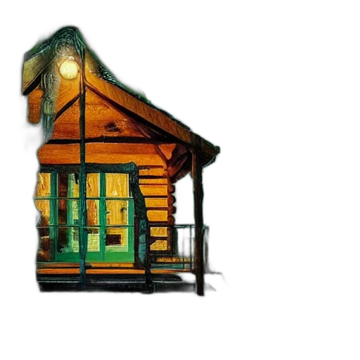 building, furniture, 3d render, concept art, watercolor, photorealistic, night, log transparent PNG cut-out
