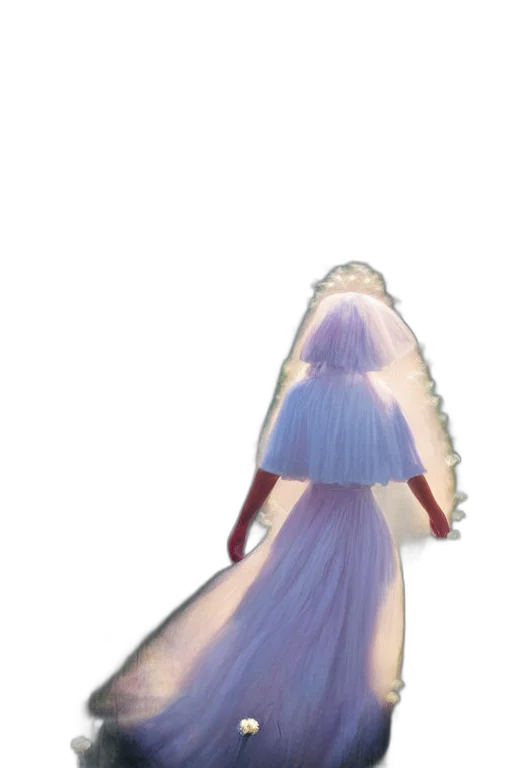hair, dress, creature, crown, concept art, 3d render, vaporwave, fantasy art transparent PNG cut-out