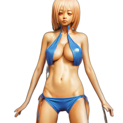 concept art, 3d render, photorealistic, fantasy art, blue, anime, girl, bikiniportrait transparent PNG cut-out
