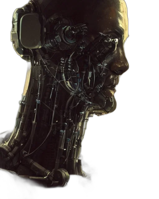robot, face, mask, crown, cyberpunk, concept art, 3d render, comic book art transparent PNG cut-out