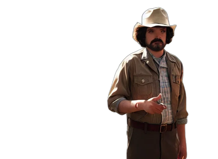 jacket, hat, staff, animal, film, still, jim, hopper transparent PNG cut-out
