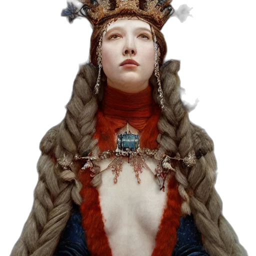 crown, dress, jewelry, face, fantasy art, concept art, photorealistic, oil painting transparent PNG cut-out