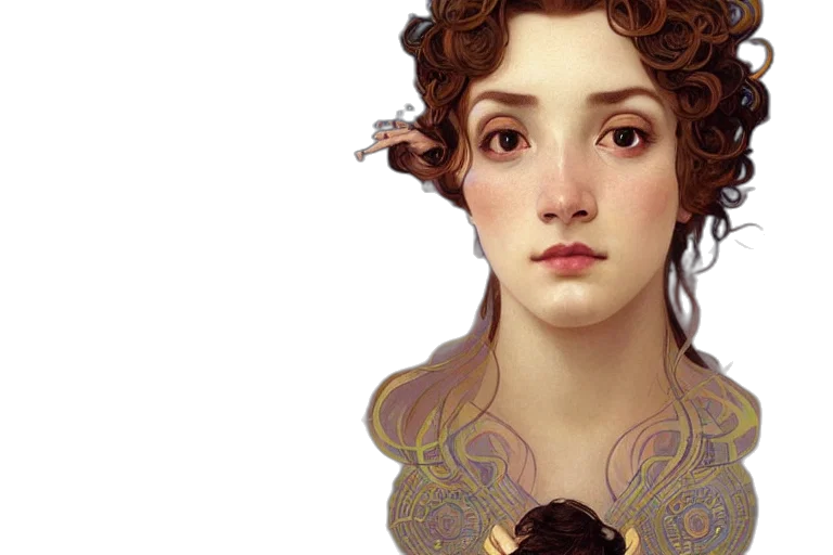 face, crown, jewelry, fantasy art, photorealistic, concept art, oil painting, golden transparent PNG cut-out
