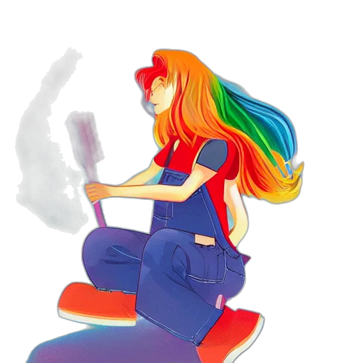 hair, concept art, watercolor, cartoon, pixel art, fire, outer space, colorful transparent PNG cut-out