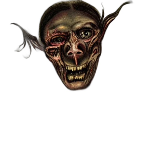 mask, face, creature, staff, concept art, photorealistic, fantasy art, watercolor transparent PNG cut-out