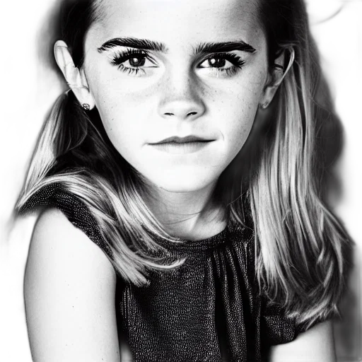 face, photorealistic, cartoon, portrait, emma, watson, years, old transparent PNG cut-out