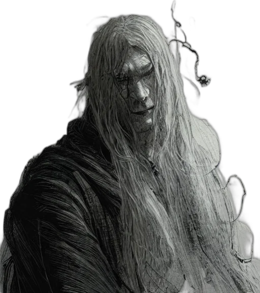 hair, mask, creature, staff transparent PNG cut-out