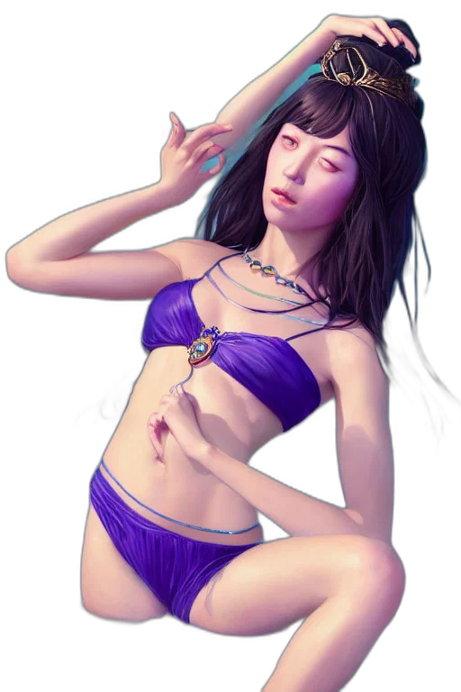 jewelry, dress, fantasy art, photorealistic, concept art, cyberpunk, neon lights, beach transparent PNG cut-out