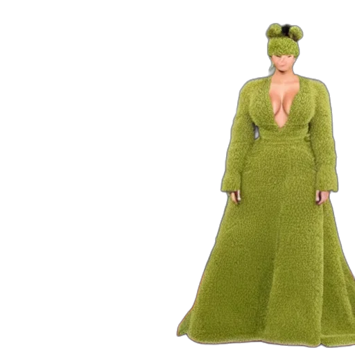 dress, 3d render, green, kanye transparent PNG cut-out