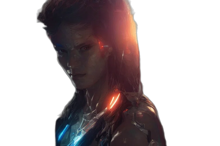 face, robot, staff, weapon transparent PNG cut-out