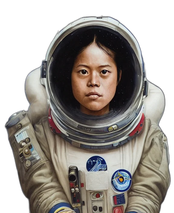 face, concept art, photorealistic, comic book art, oil painting, outer space, full, portrait transparent PNG cut-out
