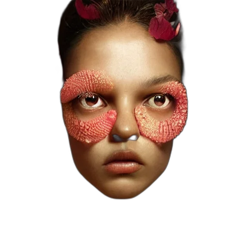 mask, face, flower, crown, photorealistic, 3d render, concept art, fantasy art transparent PNG cut-out