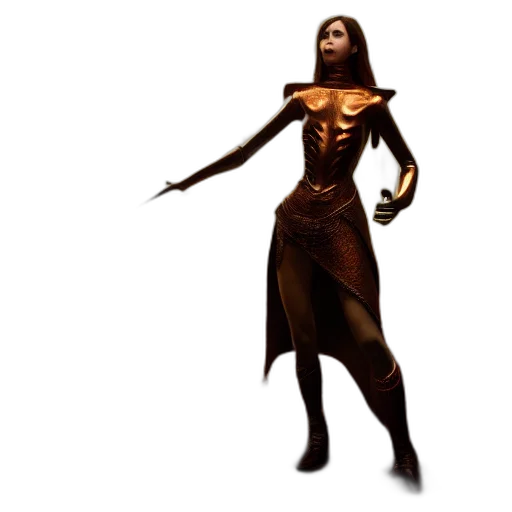 dress, staff, creature, weapon transparent PNG cut-out
