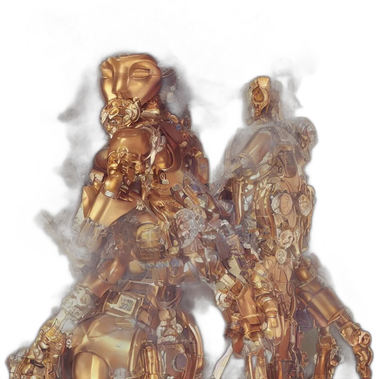 robot, jewelry, mask, crown, concept art, 3d render, fantasy art, comic book art transparent PNG cut-out