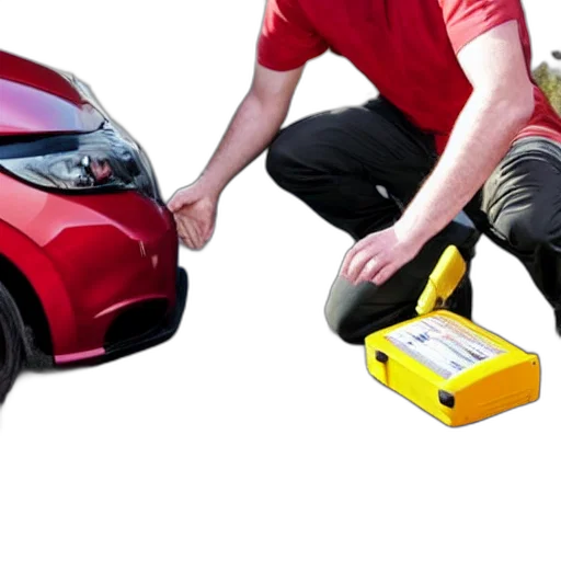 car, battery, crushed, man transparent PNG cut-out