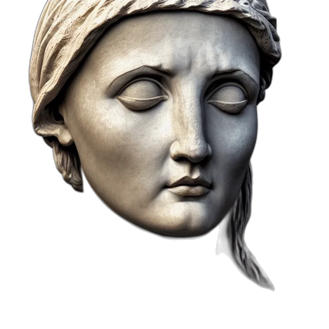 face, crown, mask, jewelry, photorealistic, 3d render, vaporwave, concept art transparent PNG cut-out