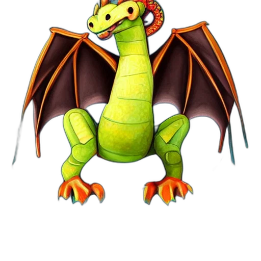 dragon, animal, creature, staff, 3d render, concept art, fantasy art, pixel art transparent PNG cut-out