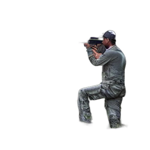weapon, staff, jacket, robot, 3d render, concept art, photorealistic, pixel art transparent PNG cut-out
