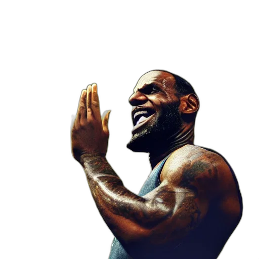 photorealistic, lebron, james, doing transparent PNG cut-out