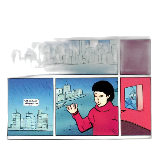 robot, jacket, weapon, umbrella, vaporwave, comic book art, concept art, cartoon transparent PNG cut-out