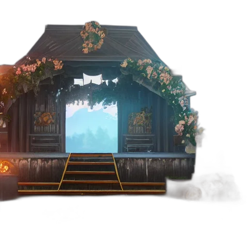 furniture, concept art, 3d render, fantasy art, photorealistic, snow, forest, underwater transparent PNG cut-out