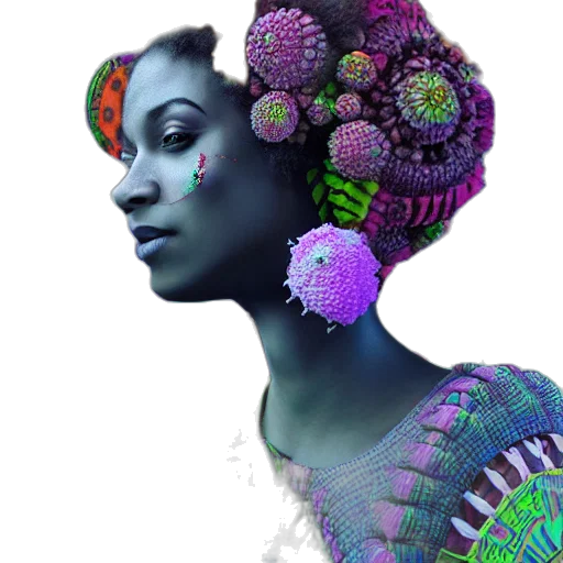 crown, flower, jewelry, face, concept art, photorealistic, fantasy art, 3d render transparent PNG cut-out