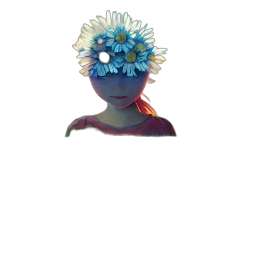 flower, mask, crown, staff, concept art, 3d render, pixel art, vaporwave transparent PNG cut-out