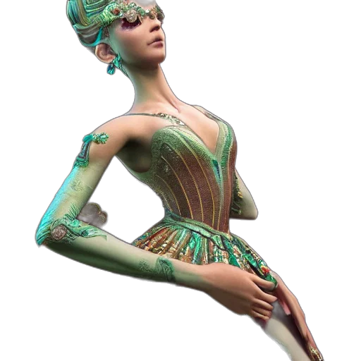 dress, jewelry, staff, robot, 3d render, concept art, fantasy art, photorealistic transparent PNG cut-out
