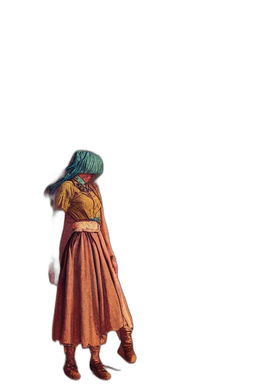 dress, staff, hair, crown transparent PNG cut-out