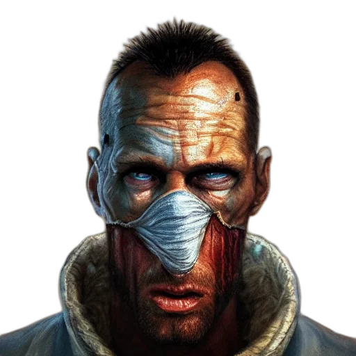 face, mask, jacket, concept art transparent PNG cut-out