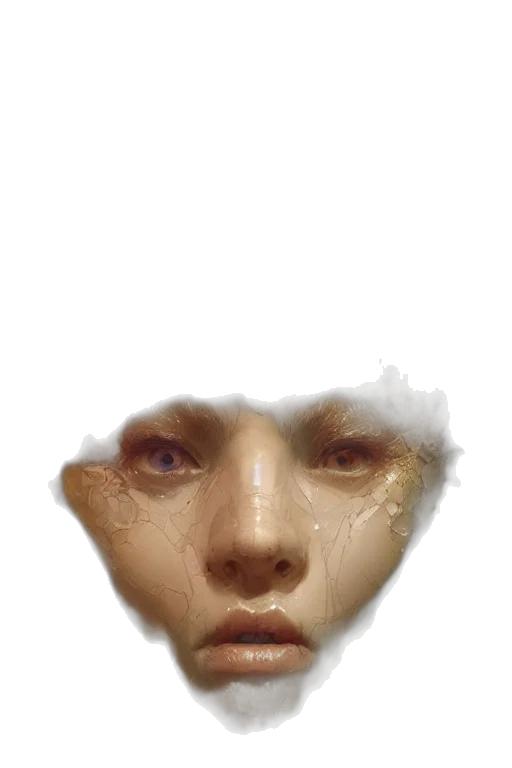 face, mask, creature, crown, photorealistic, oil painting, concept art, watercolor transparent PNG cut-out