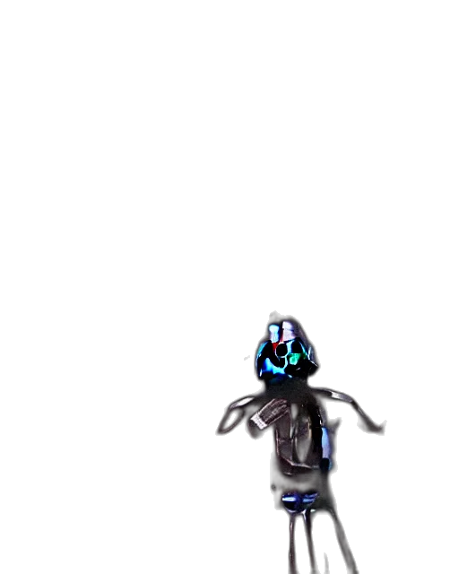 robot, creature, staff, mask, 3d render, concept art, vaporwave, pixel art transparent PNG cut-out