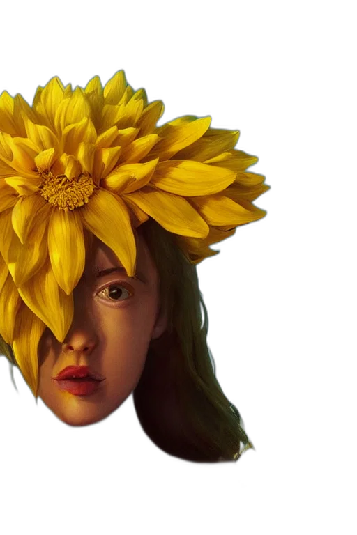 crown, flower, face, mask, photorealistic, oil painting, fantasy art, 3d render transparent PNG cut-out