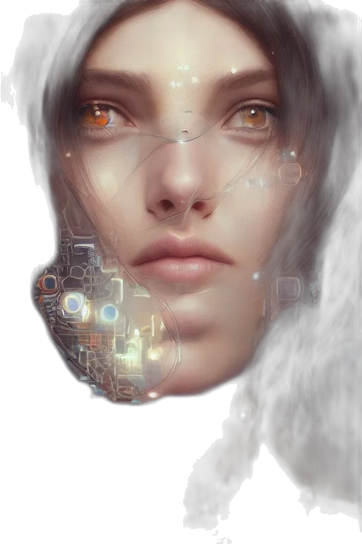 robot, face, mask, cyberpunk, fantasy art, concept art, photorealistic, outer space transparent PNG cut-out