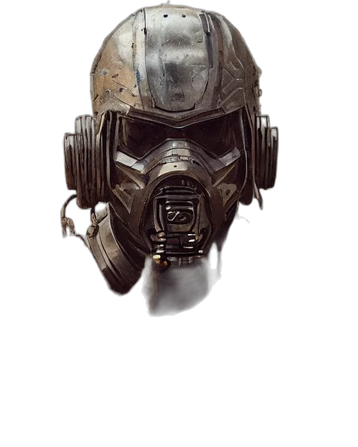 mask, robot, face, weapon, concept art, fantasy art, watercolor, cyberpunk transparent PNG cut-out