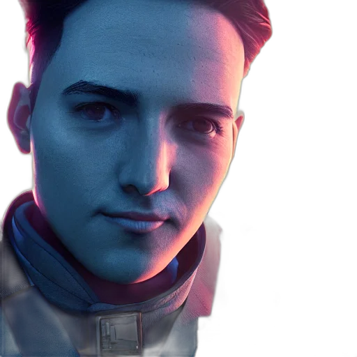 face, robot, jacket, creature, concept art, 3d render, photorealistic, cyberpunk transparent PNG cut-out