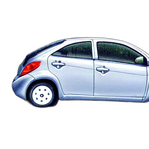 car, photorealistic, 3d render, concept art, cartoon, pointilliest, painting, grey transparent PNG cut-out