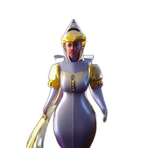 robot, dress, staff, weapon, concept art, 3d render, fantasy art, cyberpunk transparent PNG cut-out