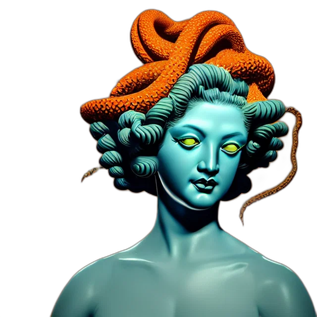 crown, mask, hair, face, 3d render, concept art, fantasy art, vaporwave transparent PNG cut-out