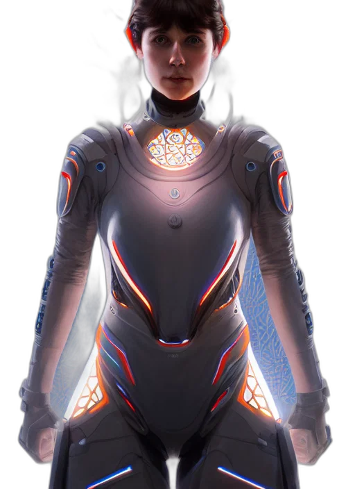 robot, dress, jewelry, jacket, cyberpunk, concept art, 3d render, fantasy art transparent PNG cut-out