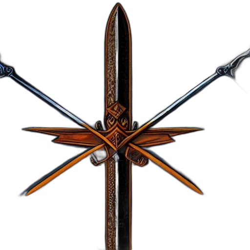 sword, staff, weapon, crown transparent PNG cut-out