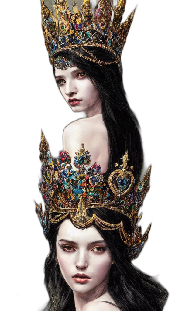 crown, jewelry, dress, fantasy art, concept art, photorealistic, pixel art, dark transparent PNG cut-out