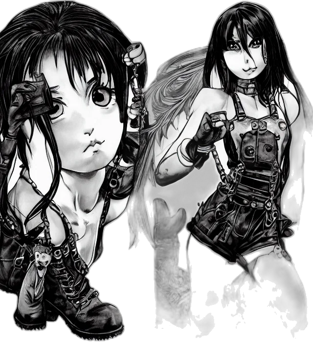 comic book art, concept art, cartoon, fantasy art, monochrome, dark, full, body transparent PNG cut-out