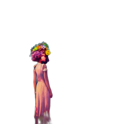 dress, crown, flower, hair transparent PNG cut-out