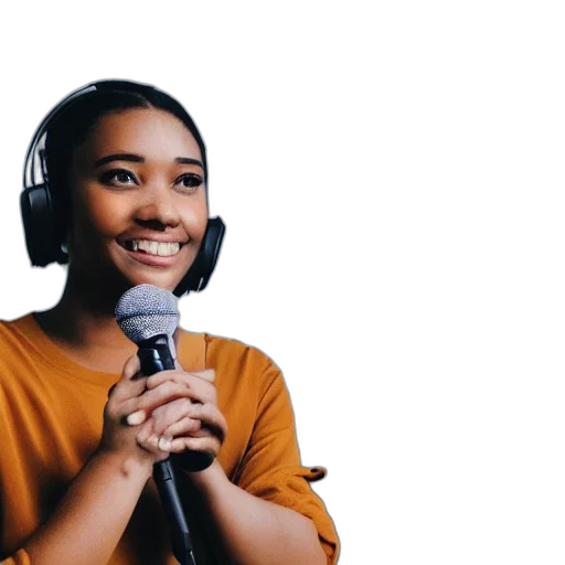 photograph, bird, wearing, headphones, speaking, into, microphone transparent PNG cut-out