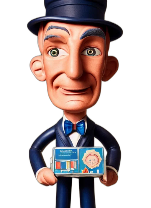 staff, face, cartoon, 3d render, concept art, closeup, portrait, tin transparent PNG cut-out